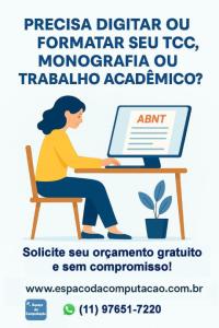 Digitação ou Formatação ABNT de TCC, monografia, artigo ou trabalho acadêmico